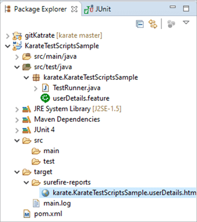 Script using the Karate Framework