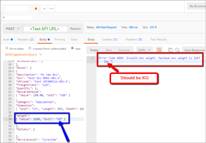API Testing - incorrect error message